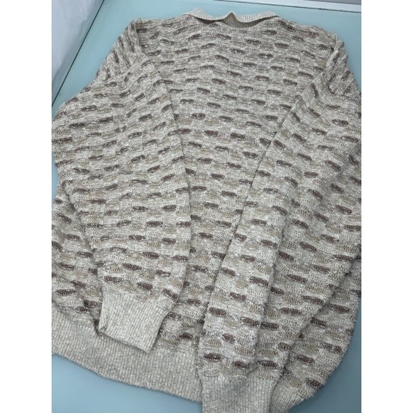 Vintage Alan Stuart Knit Sweater 3D Beige  Pullover 90's 100% Cotton Large L - Picture 5 of 5